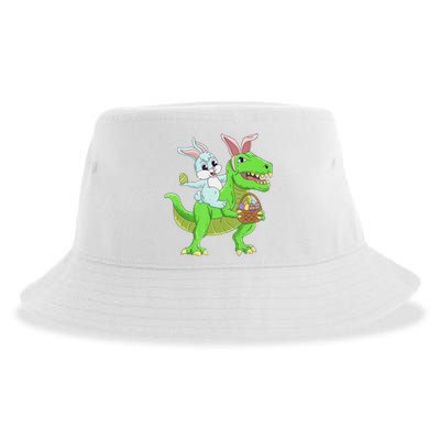 Easter Bunny Riding Dinosaur T Rex Easter Sustainable Bucket Hat