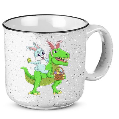 Easter Bunny Riding Dinosaur T Rex Easter 15oz Campfire Ceramic Mug