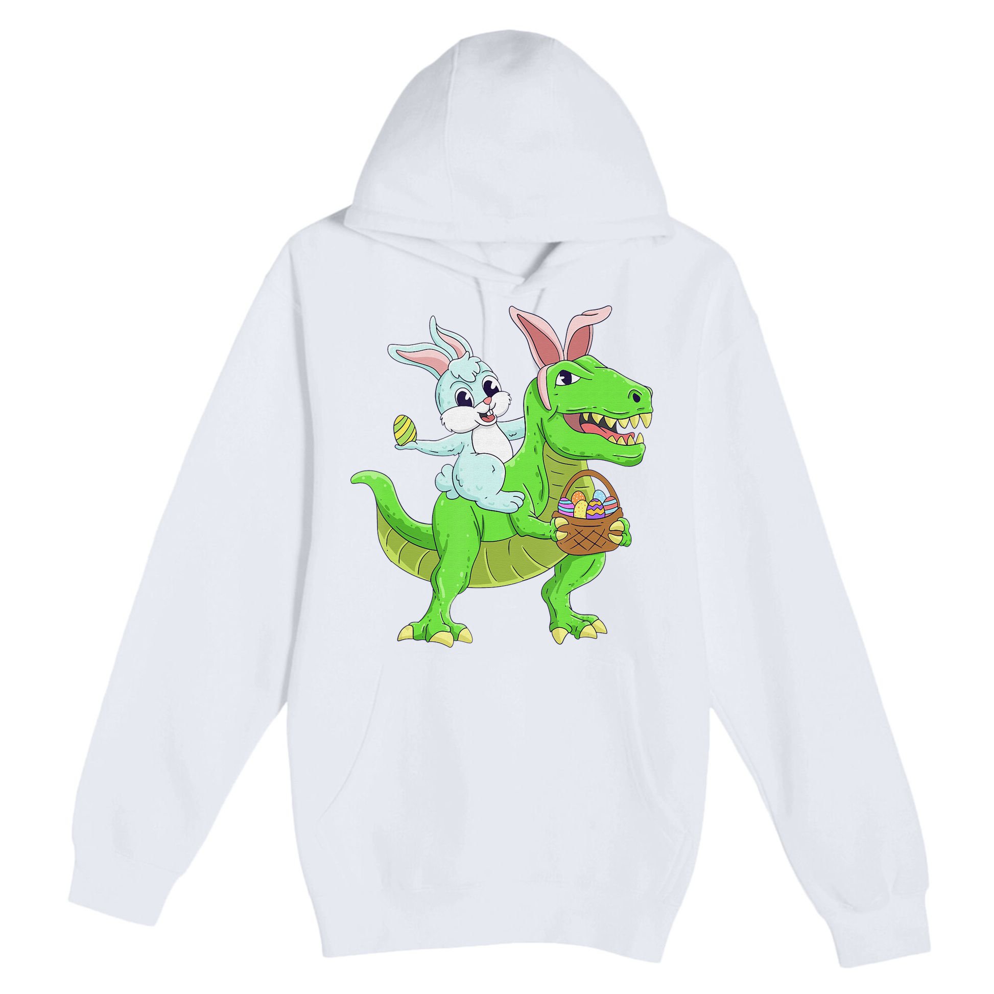 Easter Bunny Riding Dinosaur T Rex Easter Premium Pullover Hoodie