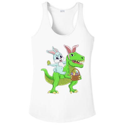 Easter Bunny Riding Dinosaur T Rex Easter Ladies PosiCharge Competitor Racerback Tank