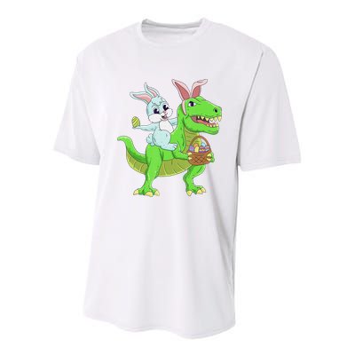 Easter Bunny Riding Dinosaur T Rex Easter Youth Performance Sprint T-Shirt