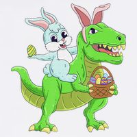 Easter Bunny Riding Dinosaur T Rex Easter Youth Performance Sprint T-Shirt
