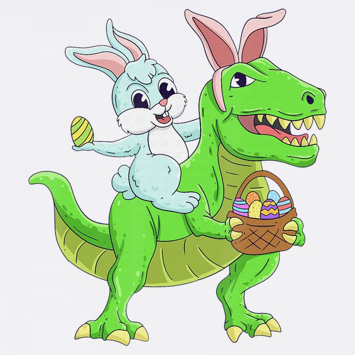 Easter Bunny Riding Dinosaur T Rex Easter Youth Performance Sprint T-Shirt