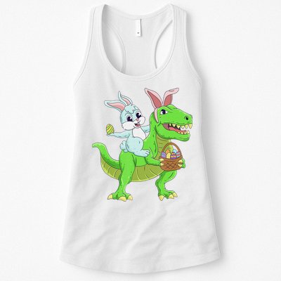 Easter Bunny Riding Dinosaur T Rex Easter Womens Tank Top