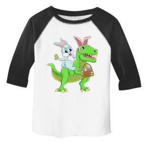 Easter Bunny Riding Dinosaur T Rex Easter Toddler Fine Jersey T-Shirt