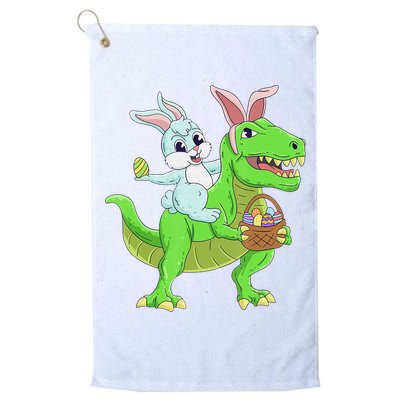 Easter Bunny Riding Dinosaur T Rex Easter Golf Towel