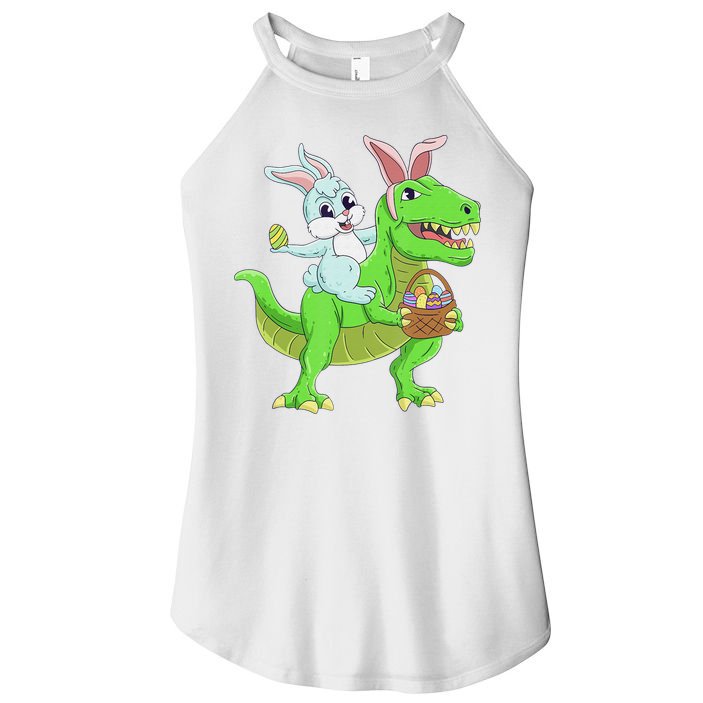 Easter Bunny Riding Dinosaur T Rex Easter Women's Perfect Tri Rocker Tank