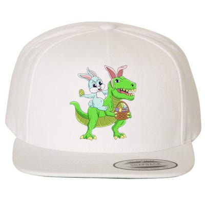 Easter Bunny Riding Dinosaur T Rex Easter Wool Snapback Cap
