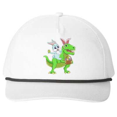 Easter Bunny Riding Dinosaur T Rex Easter Snapback Five-Panel Rope Hat