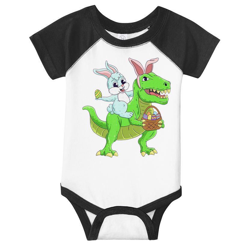 Easter Bunny Riding Dinosaur T Rex Easter Infant Baby Jersey Bodysuit