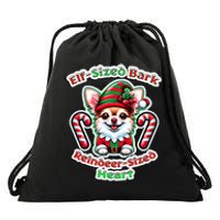 Elf-Sized Bark Reindeer Sized Heart Festive Chihuahua Drawstring Bag