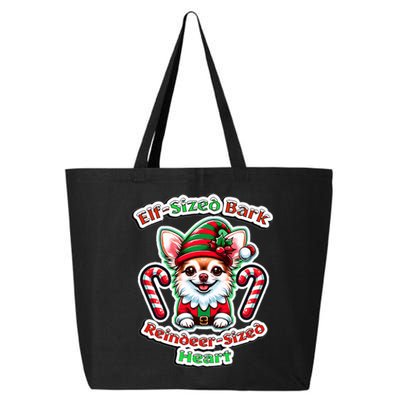 Elf-Sized Bark Reindeer Sized Heart Festive Chihuahua 25L Jumbo Tote