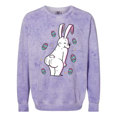 Easter Bunny Rabbit Butt Funny Colorful Eggs Colorblast Crewneck Sweatshirt