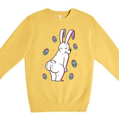 Easter Bunny Rabbit Butt Funny Colorful Eggs Premium Crewneck Sweatshirt