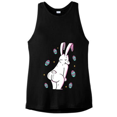 Easter Bunny Rabbit Butt Funny Colorful Eggs Ladies PosiCharge Tri-Blend Wicking Tank