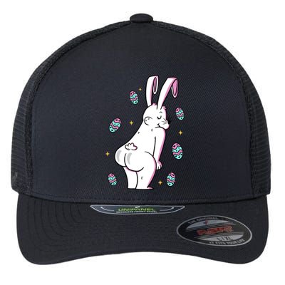 Easter Bunny Rabbit Butt Funny Colorful Eggs Flexfit Unipanel Trucker Cap