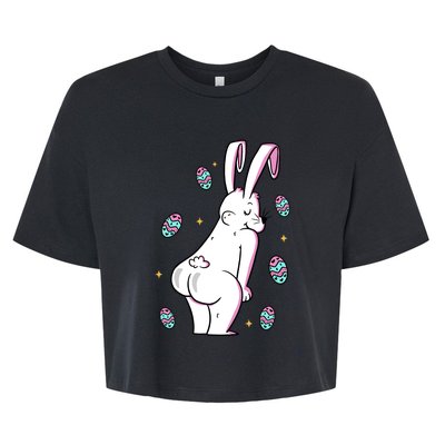 Easter Bunny Rabbit Butt Funny Colorful Eggs Bella+Canvas Jersey Crop Tee