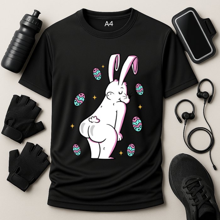 Easter Bunny Rabbit Butt Funny Colorful Eggs Performance Shirt
