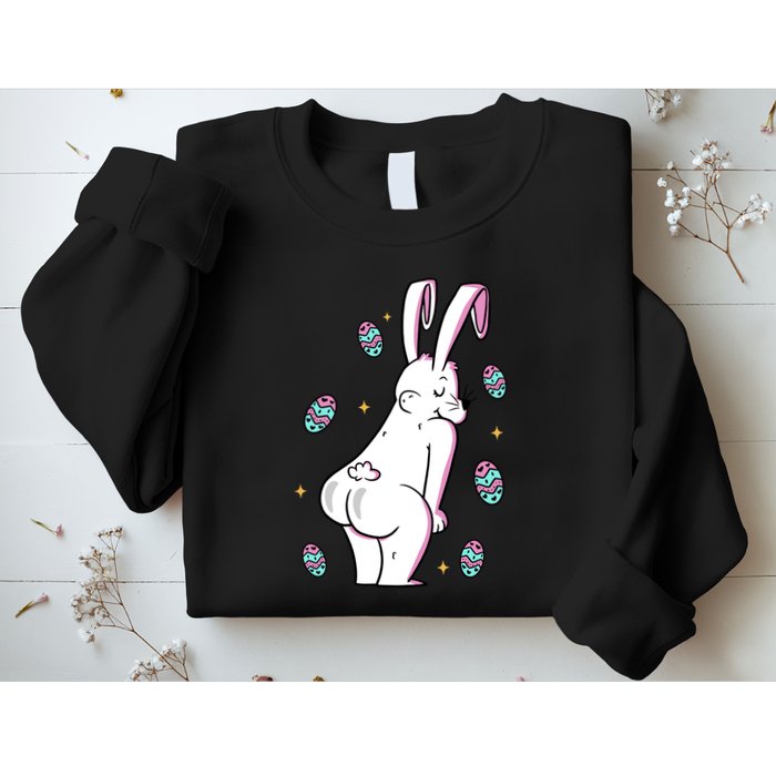Easter Bunny Rabbit Butt Funny Colorful Eggs Sweatshirt