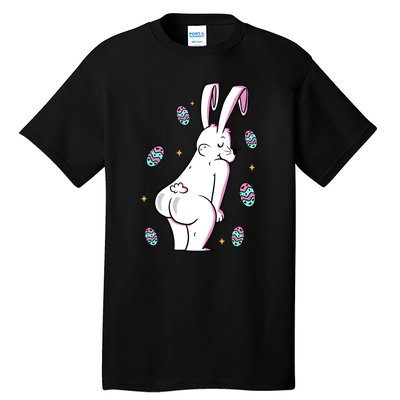 Easter Bunny Rabbit Butt Funny Colorful Eggs Tall T-Shirt