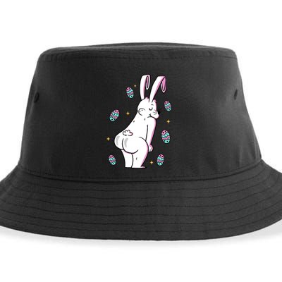 Easter Bunny Rabbit Butt Funny Colorful Eggs Sustainable Bucket Hat