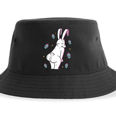 Easter Bunny Rabbit Butt Funny Colorful Eggs Sustainable Bucket Hat