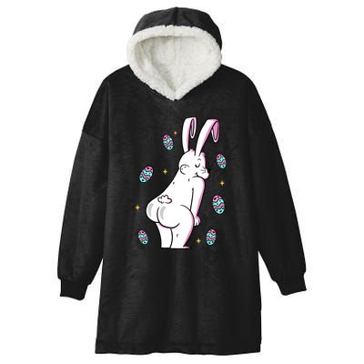 Easter Bunny Rabbit Butt Funny Colorful Eggs Hooded Wearable Blanket