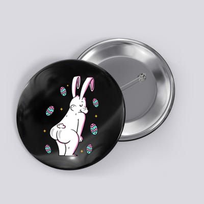 Easter Bunny Rabbit Butt Funny Colorful Eggs Button