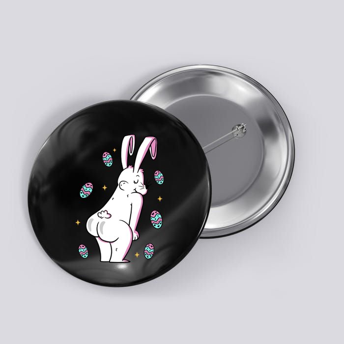 Easter Bunny Rabbit Butt Funny Colorful Eggs Button