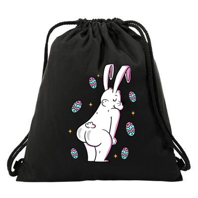 Easter Bunny Rabbit Butt Funny Colorful Eggs Drawstring Bag