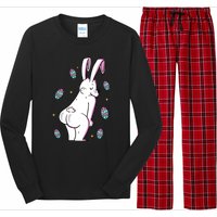 Easter Bunny Rabbit Butt Funny Colorful Eggs Long Sleeve Pajama Set