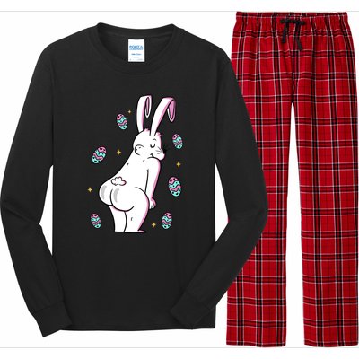 Easter Bunny Rabbit Butt Funny Colorful Eggs Long Sleeve Pajama Set