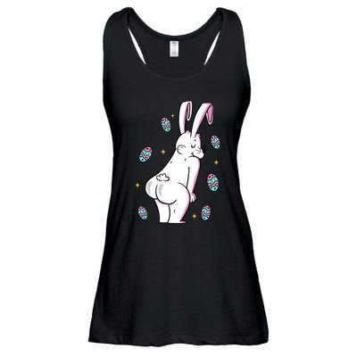 Easter Bunny Rabbit Butt Funny Colorful Eggs Ladies Essential Flowy Tank