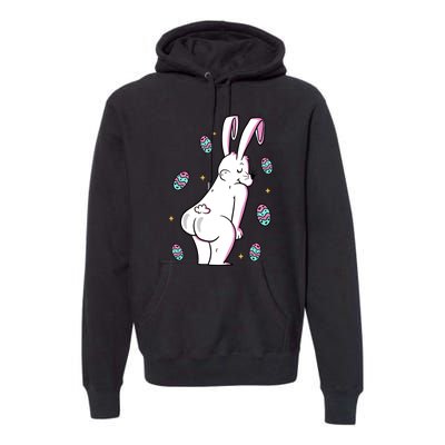 Easter Bunny Rabbit Butt Funny Colorful Eggs Premium Hoodie