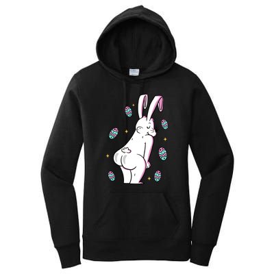 Easter Bunny Rabbit Butt Funny Colorful Eggs Women's Pullover Hoodie