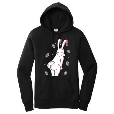 Easter Bunny Rabbit Butt Funny Colorful Eggs Women's Pullover Hoodie