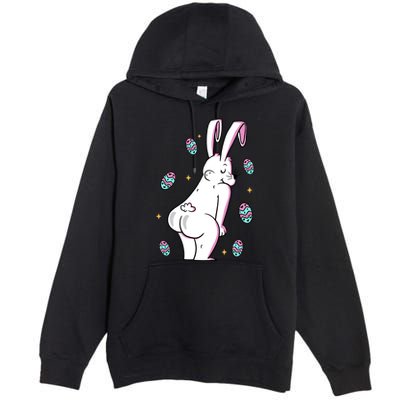 Easter Bunny Rabbit Butt Funny Colorful Eggs Premium Pullover Hoodie