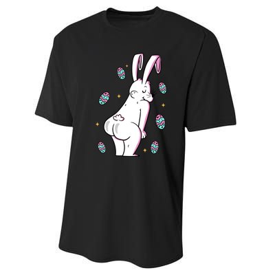 Easter Bunny Rabbit Butt Funny Colorful Eggs Performance Sprint T-Shirt