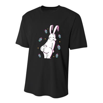 Easter Bunny Rabbit Butt Funny Colorful Eggs Youth Performance Sprint T-Shirt