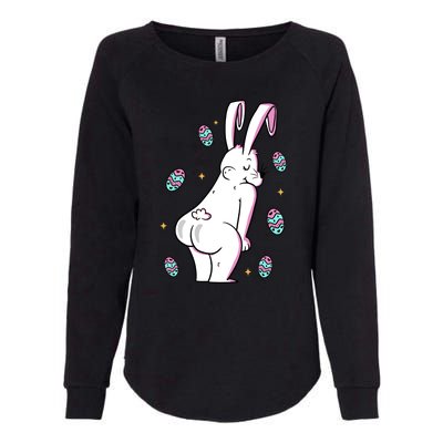 Easter Bunny Rabbit Butt Funny Colorful Eggs Womens California Wash Sweatshirt