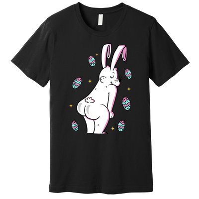 Easter Bunny Rabbit Butt Funny Colorful Eggs Premium T-Shirt