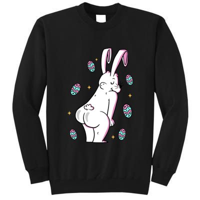 Easter Bunny Rabbit Butt Funny Colorful Eggs Tall Sweatshirt
