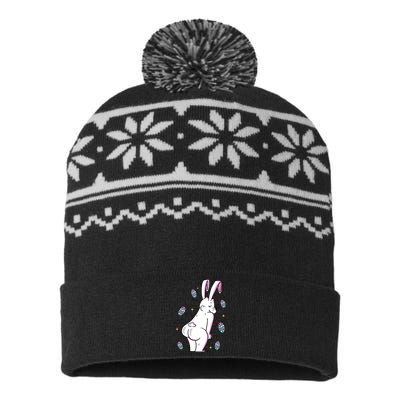 Easter Bunny Rabbit Butt Funny Colorful Eggs USA-Made Snowflake Beanie