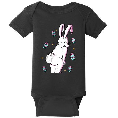 Easter Bunny Rabbit Butt Funny Colorful Eggs Baby Bodysuit