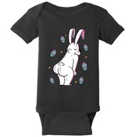 Easter Bunny Rabbit Butt Funny Colorful Eggs Baby Bodysuit