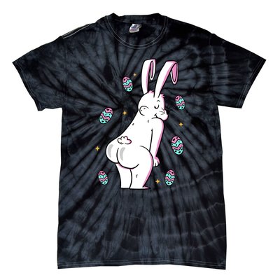 Easter Bunny Rabbit Butt Funny Colorful Eggs Tie-Dye T-Shirt