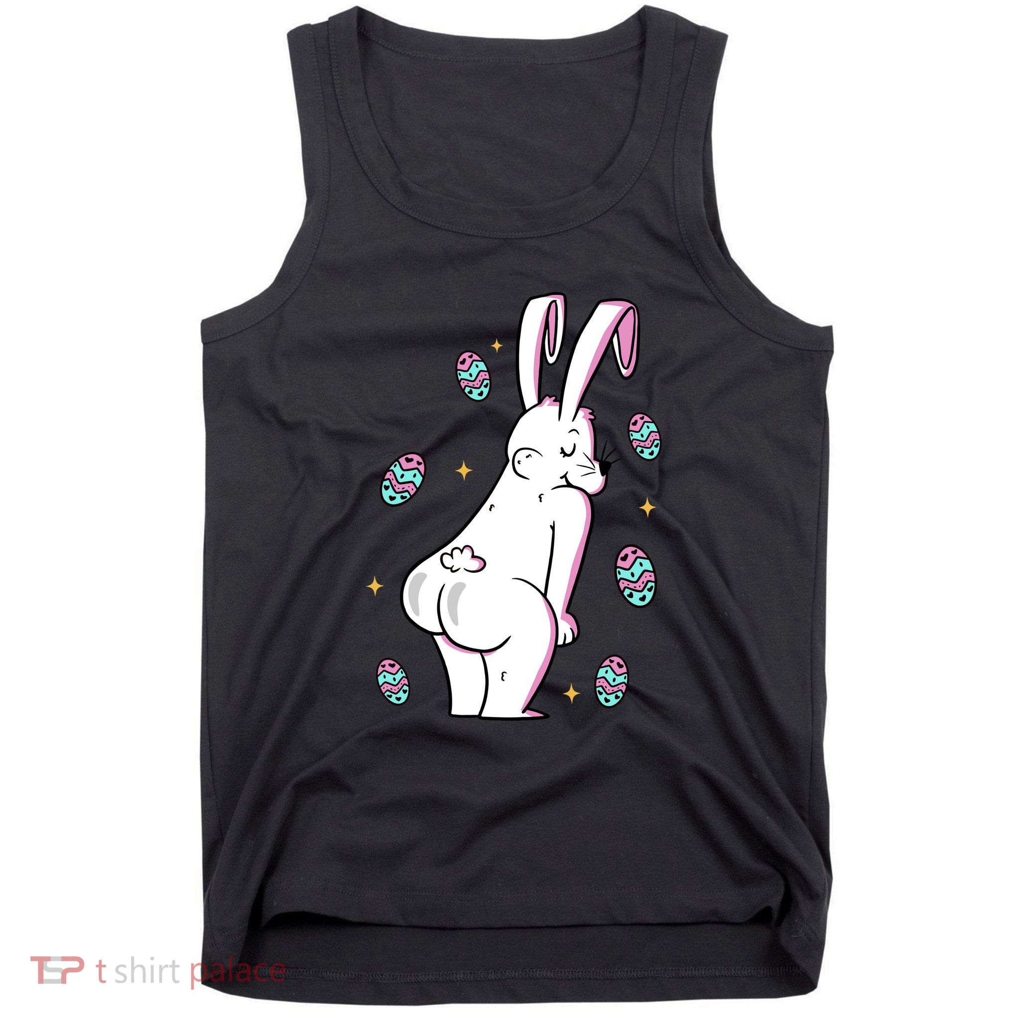 Easter Bunny Rabbit Butt Funny Colorful Eggs Tank Top