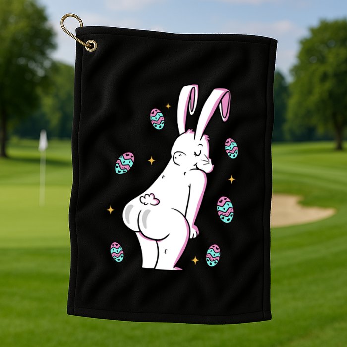 Easter Bunny Rabbit Butt Funny Colorful Eggs Golf Towel