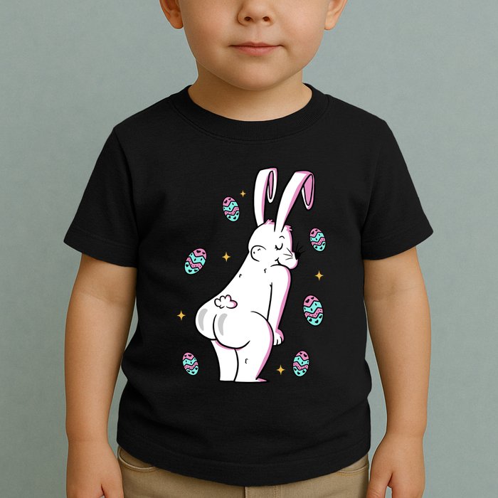 Easter Bunny Rabbit Butt Funny Colorful Eggs Toddler T-Shirt