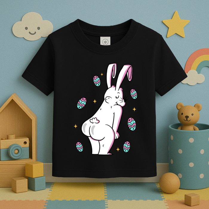 Easter Bunny Rabbit Butt Funny Colorful Eggs Toddler T-Shirt